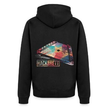 Glanzvolles Hackbrett Saitenklang - Unisex Premium Bio Zip Hoodie - Schwarz - Hinten - Nico (187cm)