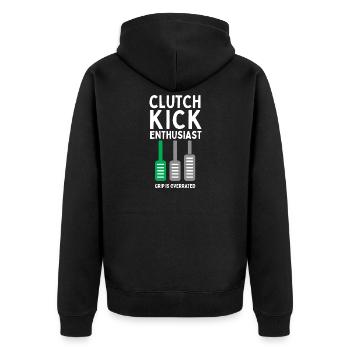 Clutch Kick Enthusiast - Unisex Premium Bio Zip Hoodie - Schwarz - Hinten - Nico (187cm)