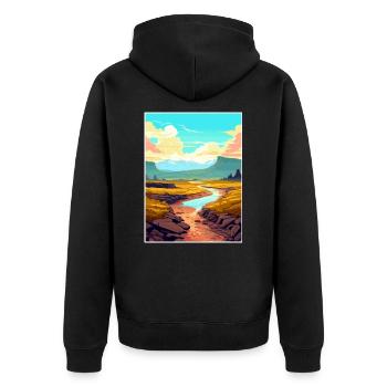 Vulkane Nationalpark Vulkan Hawaii Souvenir - Unisex Premium Bio Zip Hoodie - Schwarz - Hinten - Nico (187cm)