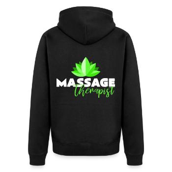 Massage - Unisex Premium Bio Zip Hoodie - Schwarz - Hinten - Nico (187cm)