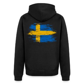 Drapeau de la Suède utilisé - Veste à capuche bio Premium Unisexe - noir - Dos - Nico (187cm)
