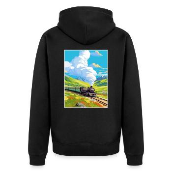 Orient Express Europa Deko Vintage Reiseposter - Unisex Premium Bio Zip Hoodie - Schwarz - Hinten - Nico (187cm)