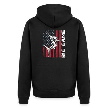 Jumping Marlin with US flag Deep Sea Fishing - Unisex Premium Organic Zip Hoodie - black - Back - Nico (187cm)