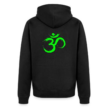 Om Design Symbol Meditation Befreiung Limone Grün - Unisex Premium Bio Zip Hoodie - Schwarz - Hinten - Nico (187cm)
