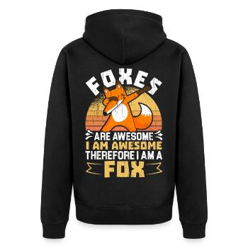 Ich bin ein Fuchs Wildtier Tier Füchsin Füchse - Unisex Premium Bio Zip Hoodie - Schwarz - Hinten - Nico (187cm)