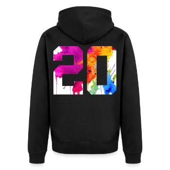 NUMMER 20 JAHRE ALT 20. GEBURTSTAG - Unisex Premium Bio Zip Hoodie - Schwarz - Hinten - Nico (187cm)