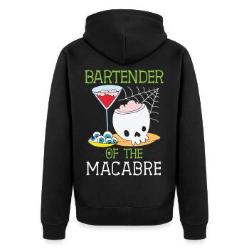 Barkeeper des Makabren Barkeeper Halloween - Unisex Premium Bio Zip Hoodie - Schwarz - Hinten - Nico (187cm)