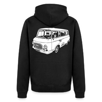 B1000 B-Eintausend DDR Bus Transporter - Unisex Premium Bio Zip Hoodie - Schwarz - Hinten - Nico (187cm)