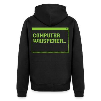 Computer-Flüsterer - Unisex Premium Bio Zip Hoodie - Schwarz - Hinten - Nico (187cm)