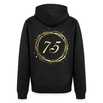 75 - Unisex Premium Bio Zip Hoodie - Schwarz - Hinten - Nico (187cm)
