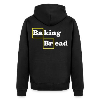 Brotbacken Lustig - Unisex Premium Bio Zip Hoodie - Schwarz - Hinten - Nico (187cm)