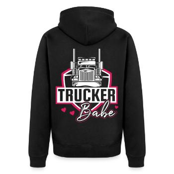 Trucker Babe - Truck Gril Laster - Unisex Premium Bio Zip Hoodie - Schwarz - Hinten - Nico (187cm)