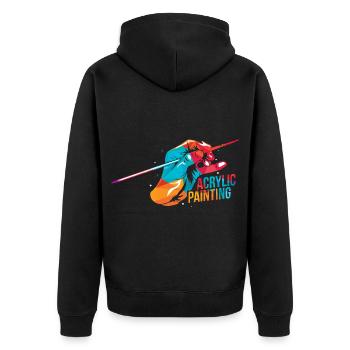 Schwungvoller Polygon Porträtmaler - Unisex Premium Bio Zip Hoodie - Schwarz - Hinten - Nico (187cm)