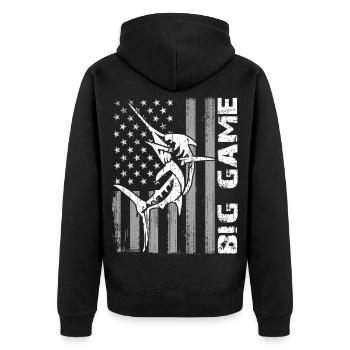 Jumping Marlin with US flag Deep Sea Fishing - Unisex Premium Organic Zip Hoodie - black - Back - Nico (187cm)