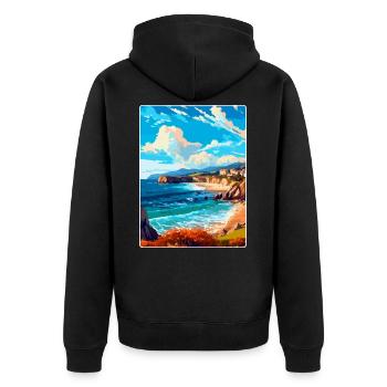 Cantabrie Espagne Affiche de voyage vintage Souvenir WPA - Veste à capuche bio Premium Unisexe - noir - Dos - Nico (187cm)