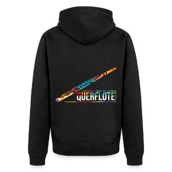 Beschwingte Flöte Musikschule - Unisex Premium Bio Zip Hoodie - Schwarz - Hinten - Nico (187cm)