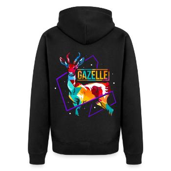 Flinke Gazelle Wüstenantilope - Unisex Premium Bio Zip Hoodie - Schwarz - Hinten - Nico (187cm)