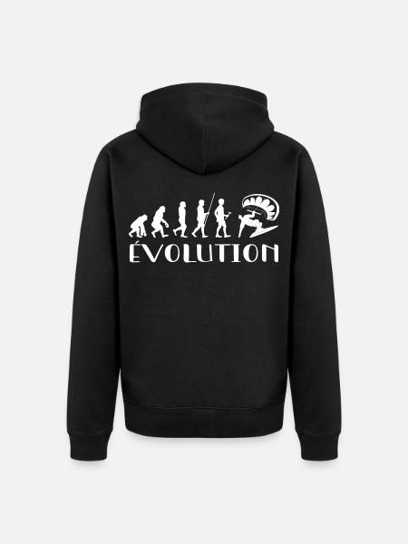 Evolution Vom Affen zum Surfer - Unisex Premium Bio Zip Hoodie - Schwarz