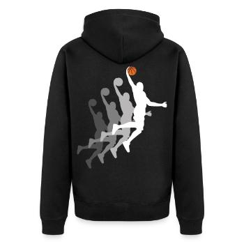 Basketball Spieler Dunking Basketballer Sequenz - Unisex Premium Bio Zip Hoodie - Schwarz - Hinten - Nico (187cm)