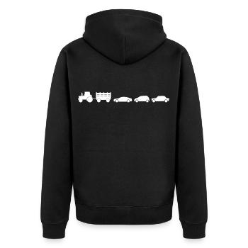 Traktor Anhänger Autos - Unisex Premium Bio Zip Hoodie - Schwarz - Hinten - Nico (187cm)
