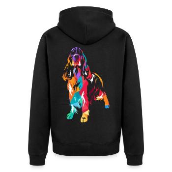 Wachsamer Springer Spaniel Jagdeinsatz - Unisex Premium Bio Zip Hoodie - Schwarz - Hinten - Nico (187cm)