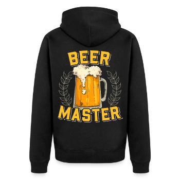 Beer Master - Bier Geschenkidee Shirt - Unisex Premium Bio Zip Hoodie - Schwarz - Hinten - Nico (187cm)