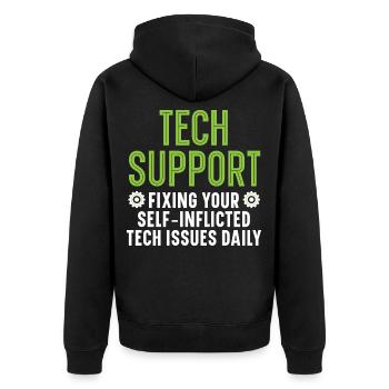 Keine Sorge, ich kenne mich mit Computern aus - Unisex Premium Bio Zip Hoodie - Schwarz - Hinten - Nico (187cm)