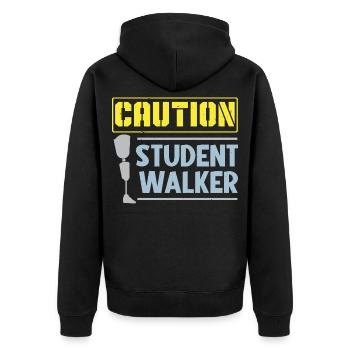 Vorsicht Student Walker Amputierter Amputierter Ch - Unisex Premium Bio Zip Hoodie - Schwarz - Hinten - Nico (187cm)