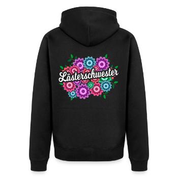 Lästerschwester Lästern Gossip Bf Beste Freunde - Unisex Premium Bio Zip Hoodie - Schwarz - Hinten - Nico (187cm)