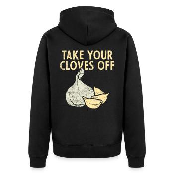 Knoblauch Pflanze - Unisex Premium Bio Zip Hoodie - Schwarz - Hinten - Nico (187cm)