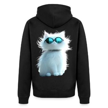 Angora Katze Weiße Angorakatze Süße Angora Katzen - Unisex Premium Bio Zip Hoodie - Schwarz - Hinten - Nico (187cm)