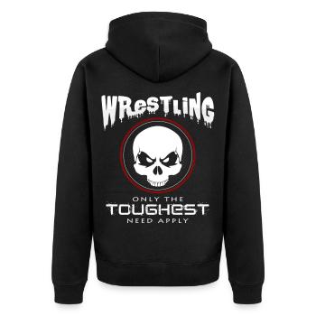Wrestling - Unisex Premium Bio Zip Hoodie - Schwarz - Hinten - Nico (187cm)