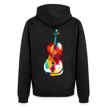 Polygonaler Cellist Konzertsaal - Unisex Premium Bio Zip Hoodie - Schwarz - Hinten - Nico (187cm)