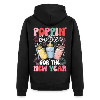 Knallende Flaschen für das neue Jahr, Boho-Blumen-Neugeborenen-Intensivstation - Unisex Premium Bio Zip Hoodie - Schwarz - Hinten - Nico (187cm)