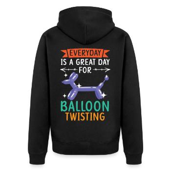Jeder Tag ist ein großartiger Tag für Ballonverdre - Unisex Premium Bio Zip Hoodie - Schwarz - Hinten - Nico (187cm)