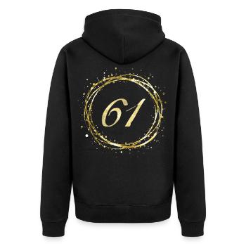 61 - Unisex Premium Bio Zip Hoodie - Schwarz - Hinten - Nico (187cm)