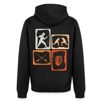 Fechten Fechtkampf Fechtsport Kinder Fechter - Unisex Premium Bio Zip Hoodie - Schwarz - Hinten - Nico (187cm)
