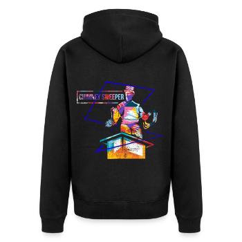 Flinker Schornsteinfeger Glücksbringer - Unisex Premium Bio Zip Hoodie - Schwarz - Hinten - Nico (187cm)