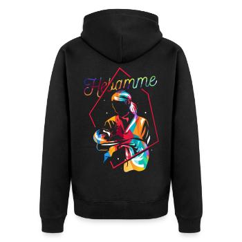 Tatkräftige Hebamme Geburtshilfe - Unisex Premium Bio Zip Hoodie - Schwarz - Hinten - Nico (187cm)