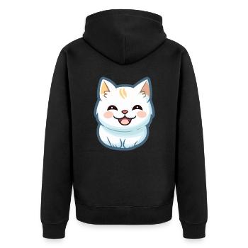 Burmilla Katze Karikatur Aquarell Illustration - Unisex Premium Bio Zip Hoodie - Schwarz - Hinten - Nico (187cm)