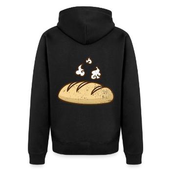 Knuspriges Baguette Frühstücksbrot - Unisex Premium Bio Zip Hoodie - Schwarz - Hinten - Nico (187cm)