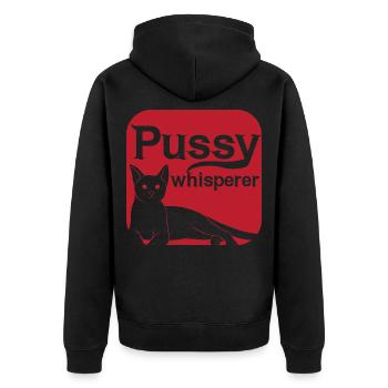 Pussy Whisperer Katzen Flüsterer - Unisex Premium Bio Zip Hoodie - Schwarz - Hinten - Nico (187cm)