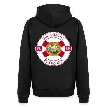 Boca Raton Florida Flagge USA Reise Souvenir Abzeichen - Unisex Premium Bio Zip Hoodie - Schwarz - Hinten - Nico (187cm)