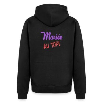 HOCHZEIT - Unisex Premium Bio Zip Hoodie - Schwarz - Hinten - Nico (187cm)