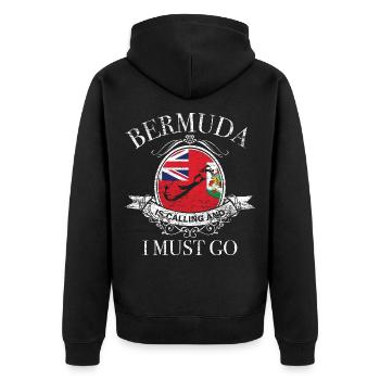 Traumhafte Bermuda Sandstrände - Unisex Premium Bio Zip Hoodie - Schwarz - Hinten - Nico (187cm)