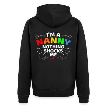Nanny Gift - Unisex Premium Bio Zip Hoodie - Schwarz - Hinten - Nico (187cm)
