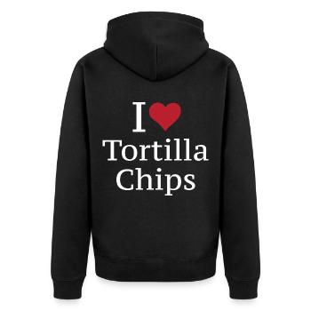 Knuspriger Tortilla Salsaparty - Unisex Premium Bio Zip Hoodie - Schwarz - Hinten - Nico (187cm)