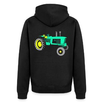 Traktor Trecker - Unisex Premium Bio Zip Hoodie - Schwarz - Hinten - Nico (187cm)