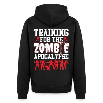 Training für Zombie Apocalypse - Unisex Premium Bio Zip Hoodie - Schwarz - Hinten - Nico (187cm)