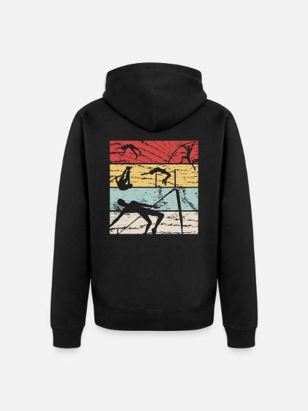 Hochsprung Retro - Unisex Premium Bio Zip Hoodie - Schwarz